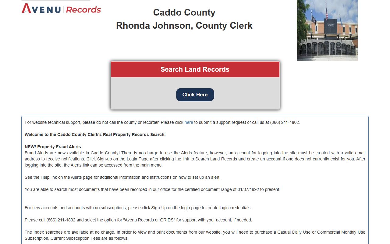 Caddo County Clerk land portal kept separate from Caddo County court records