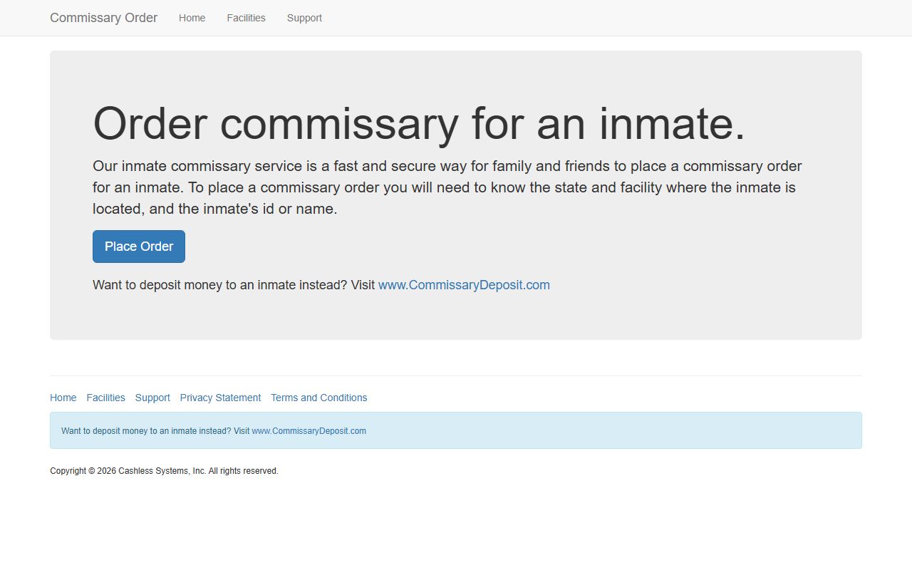 Commissary order portal for Caddo County jail inmates with District Court cases
