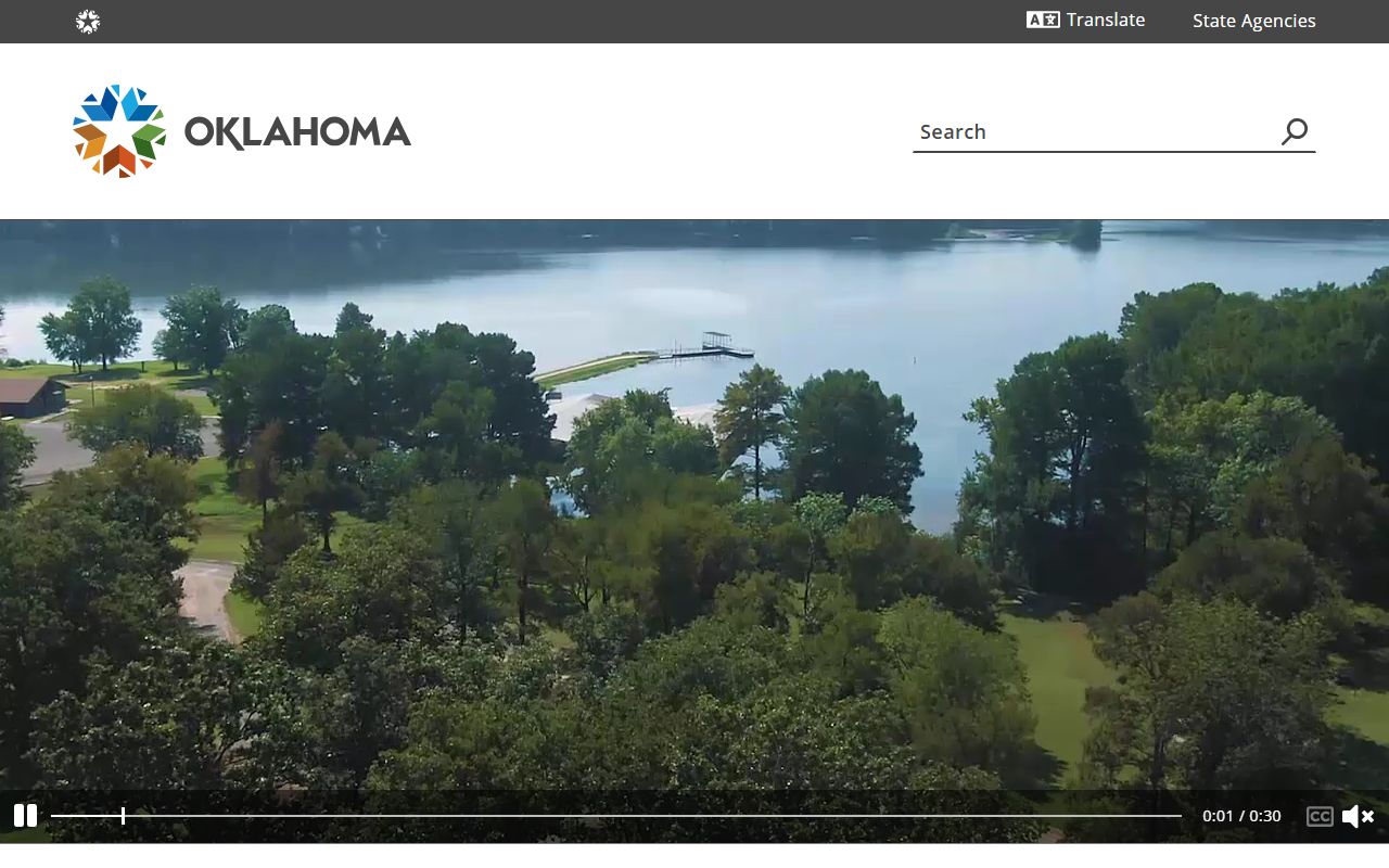 Oklahoma state government portal explaining public access to Caddo County court records