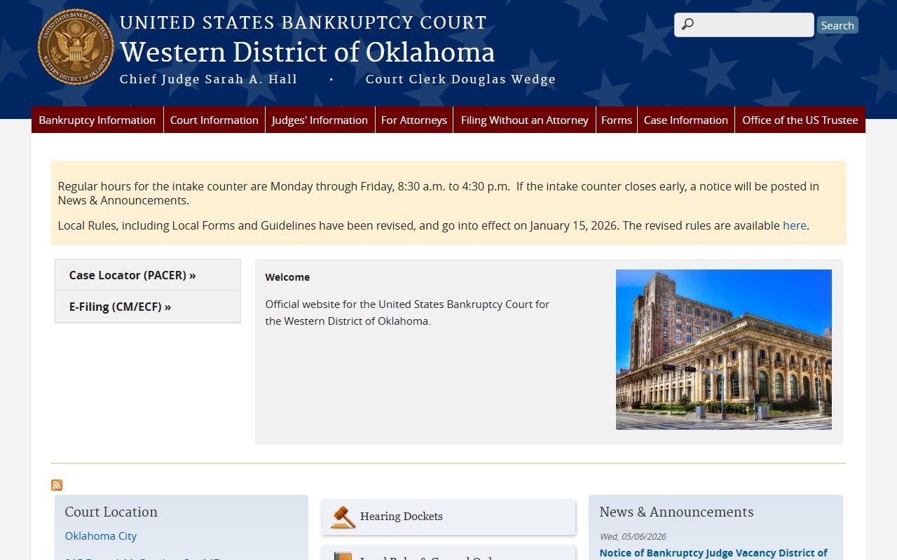 U.S. Bankruptcy Court for the Western District of Oklahoma, distinct from Caddo County probate records