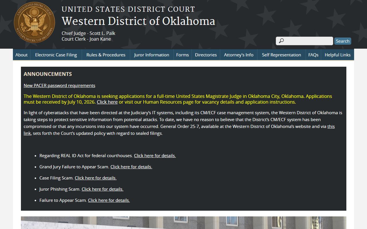 U.S. District Court for the Western District of Oklahoma, kept separate from Caddo County probate records